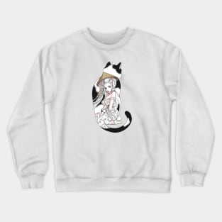 Geisha Cat Tattoo Crewneck Sweatshirt